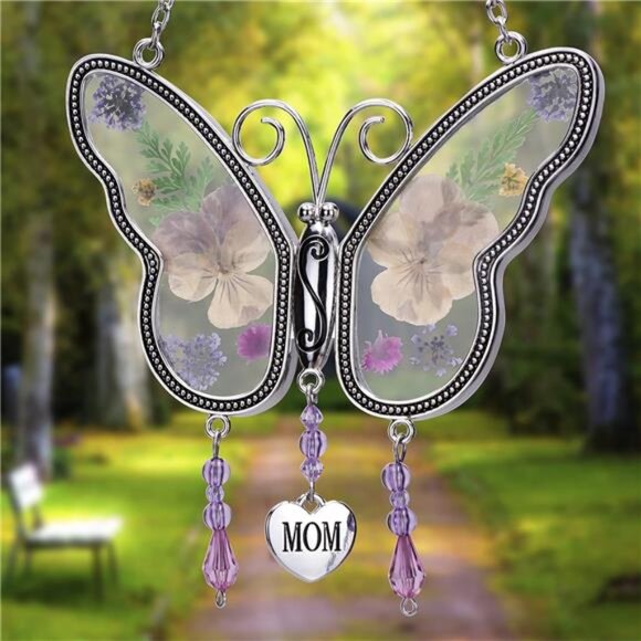 Butterfly Suncatcher with Pressed Colourful Flower Wings Mother's Day Gifts - Picture 2 of 8